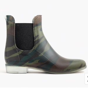 🌺J. Crew Matte Chelsea Rain Boots Camouflage 7